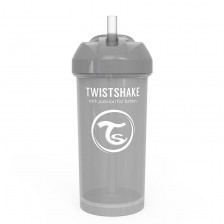 Бебешка чаша със сламка Twistshake Straw Cup - Сива, 360 ml -1