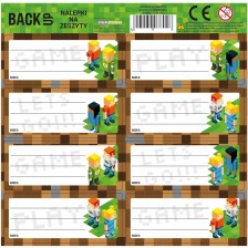 Ученически етикети BackUp - Pixels Minecraft, 8 броя, асортимент -1