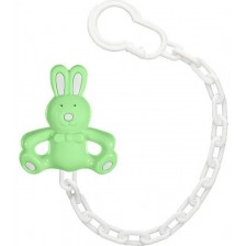 Верижка за залъгалка Wee Baby - Toy, зелено зайче -1