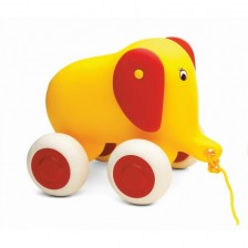 Слонче за дърпане Viking Toys, 25 cm, жълто -1