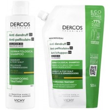 Vichy Dercos Комплект - Шампоан против пърхот за суха коса Anti-dandruff DS + Пълнител, 200 + 500 ml -1