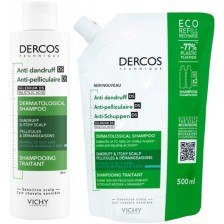Vichy Dercos Комплект - Шампоан против пърхот за мазна коса Anti-dandruff DS + Пълнител, 200 + 500 ml -1