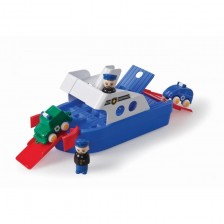 Viking Toys Полицейска Лодка с 2 коли и 2 човечета - 30 см подаръчна кутия