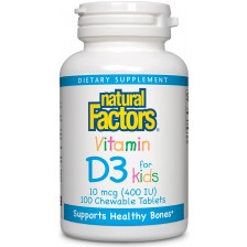Vitamin D3 For Kids, 400 IU, 100 таблетки, Natural Factors -1