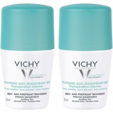 Vichy Deo Комплект - Рол-он дезодорант против изпотяване, с парфюм, 2 x 50 ml