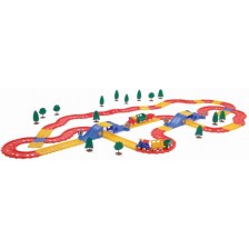 Игрален комплект Viking Toys -  Влакова линия с мостчета, 100 части -1