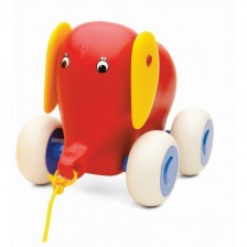 Viking Toys Слонче Бебе за дърпане - 14 см Червено