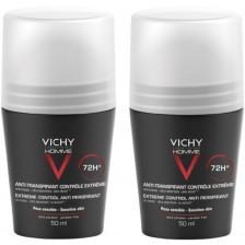 Vichy Homme Комплект - Рол-он дезодорант против изпотяване, 2 x 50 ml -1