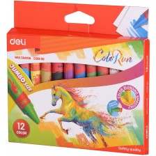 Восъчни пастели Deli Colorun - Jumbo, EC20900, 12 цвята 