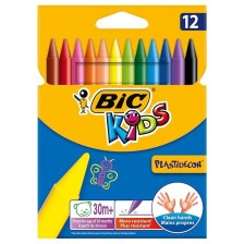 Пастели BIC Kids - Plastidecor, 12 цвята -1