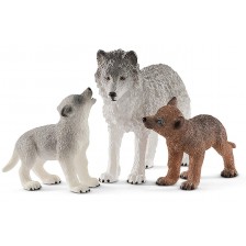 Комплект фигурки Schleich Wild Life - Майка вълчица с малки