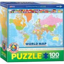 Пъзел Eurographics от 100 части - Карта на света -1