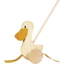 Дървена играчка за бутане Goki - Пеликан -1