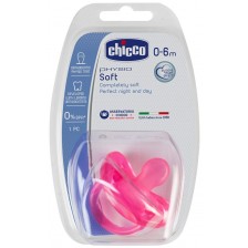 Биберон-залъгалка Chicco - Physio Soft, силикон, 0-6 месеца, за момиче -1