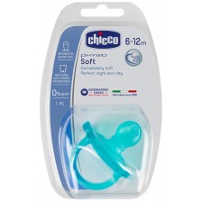 Биберон-залъгалка Chicco - Physio Soft, силикон, 6-12 месеца, за момче