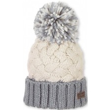 Зимна шапка с помпон Sterntaler - 57 cm, над 8 години, бяло-сива