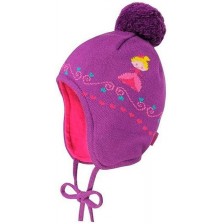 Зимна шапка с връзки и помпон Maximo - Принцеса, лилава