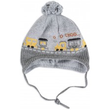 Зимна шапка с връзки и помпон Maximo - Сива, размер 41