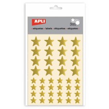 Комплект стикери APLI - Златни звездички, блестящи, 3 листа