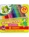 Комплект цветни моливи Jolly Kinderfest Classic - 24 цвята, метална кутия - 1t