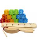 Дървена играчка 3 в 1 Pino - За низане, сортиране и баланс - 4t