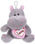 Плюшена играчка Morgenroth Plusch - Хипопотамче с розово сърце, 20 cm - 1t