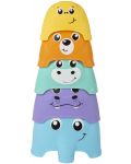 Активна играчка Playgro + Learn - Кула от купички, животни - 1t