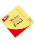 Самозалепващи листчета APLI - Жълт неон, 75 x 75 mm, 100 броя - 1t