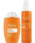 Avène Sun Комплект - Флуид за лице Invisible SPF50 и Слънцезащитен спрей SPF30, 50 + 200 ml - 1t