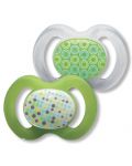 Бебешка силиконова залъгалка Baby Nova - Зелена, 2 броя - 1t