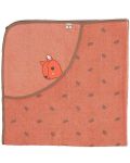 Бебешка хавлия с качулка Sterntaler - От органичен памук, 100 x 100 cm, оранжева - 1t