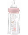 Бебешко стъклено шише KikkaBoo Hippo Dreams - 240 ml,  розово - 2t