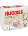 Бебешки пелени Huggies Extra Care - Размер 0, до 3.5 kg, 25 броя - 2t