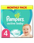 Бебешки пелени Pampers - Active Baby 4, 180броя  - 4t