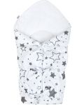 Бебешка пелена за изписване New Baby - Звезди, 70 х 70 cm, бяло и сиво - 1t