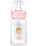 Бебешко стъклено шише KikkaBoo Savanna - 120 ml, розово - 1t