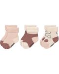 Бебешки чорапи Lassig - 0-4 месеца, бели-розови, 3 чифта - 1t