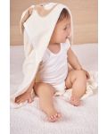 Бебешка хавлия с качулка Bio Baby - От органичен памук, 80 x 80 cm, бежова - 4t