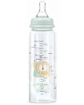 Бебешко стъклено шише KikkaBoo Savanna - 240 ml, мента - 2t
