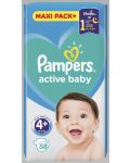 Бебешки пелени Pampers - Active Baby 4+, 58 броя  - 1t