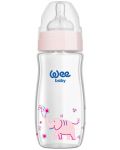 Бебешко шише от топлоустойчиво стъкло Wee Baby Classic Plus, 280 ml, розово - 1t