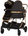 Бебешка количка за близнаци Chipolino - Дуо Смарт, обсидиан/листа - 5t