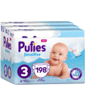 Бебешки пелени Pufies Sensitive 3, 198 броя - 1t