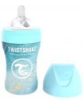 Бебешко шише Twistshake - Мраморно синьо, неръждаема стомана, 260 ml - 1t