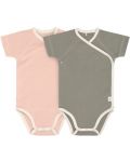 Бебешко боди Lassig - 50-56 cm, 0-2 месеца, розово-зелено, 2 броя - 1t