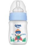Бебешко шише с Wee Baby Classic Plus, PP, 150 ml, синьо с момче - 1t