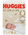 Бебешки пелени Huggies Extra Care - Размер 1, 2-5 kg, 50 броя - 1t