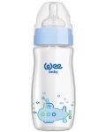 Бебешко шише от топлоустойчиво стъкло Wee Baby Classic Plus -  280 ml, синьо - 1t