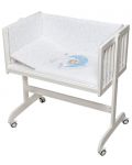 Бебешка мини кошара Interbaby - Мече, със спален комплект, синя - 1t