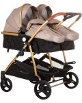 Бебешка количка за близнаци Chipolino - Дуо Смарт, златно бежово - 1t
